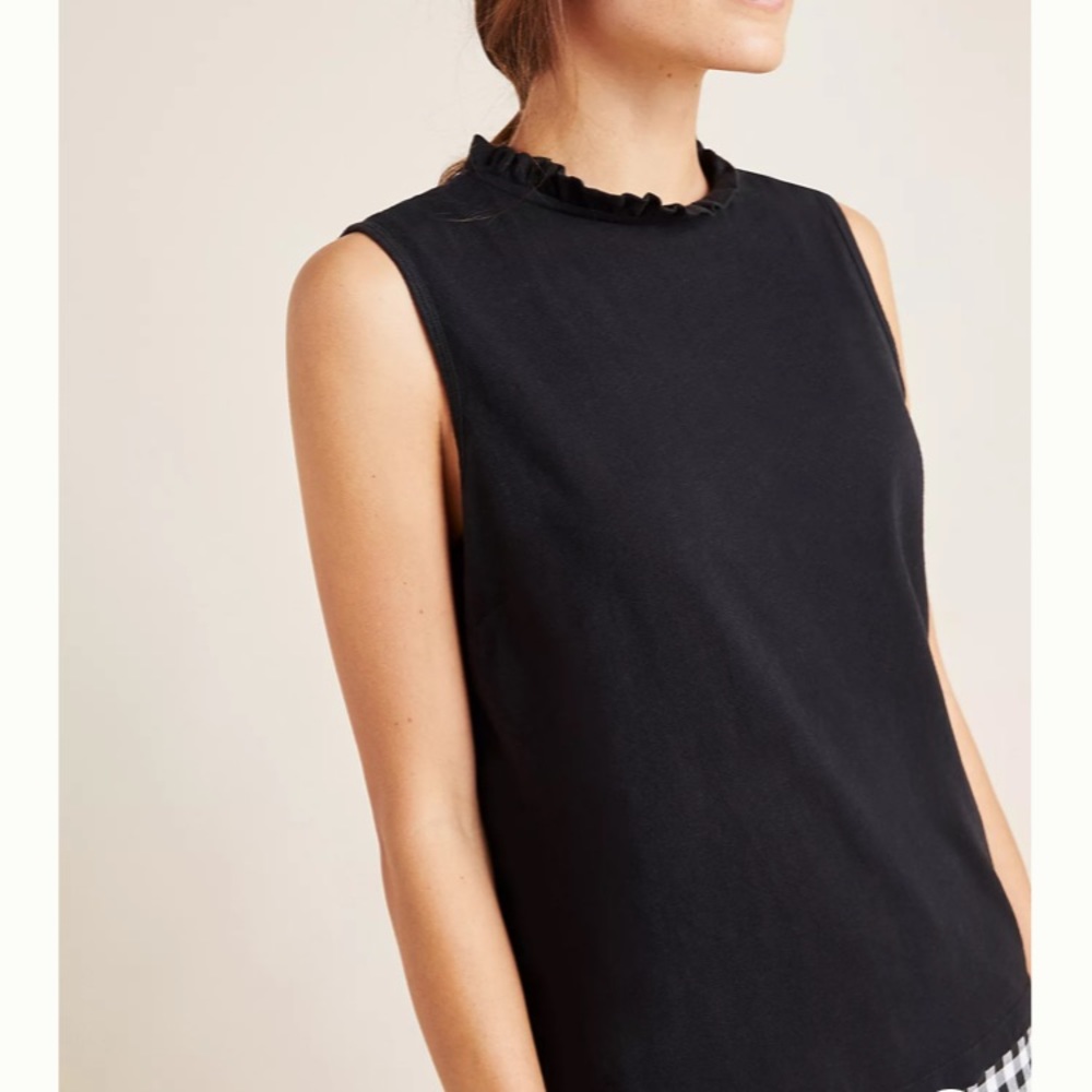 Anthropologie Black Ruffled Top size M - Picture 4 of 12